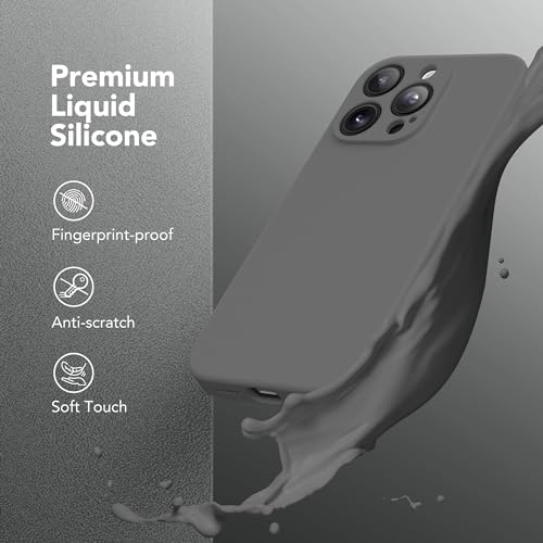 Image of Magnetic for iPhone 15 Pro Max Case, Compatible with MagSafe, [Full Camera Protection][Screen Protector] Silicone Shockproof Protective Phone Case for iPhone 15 Pro Max 6.7 inch, Dark Gray