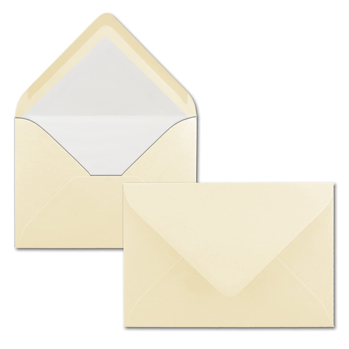 Set di 300 fogli di carta da lettere opaca, formato DIN A4, con buste foderate in C6, incollaggio a umido, colore: crema/vaniglia
