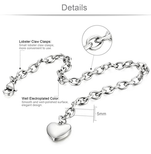 Jstyle Jewelry Women's Heart Charm Bracelets Stainless Steel Link Bracelet Birthday Gifts for Women Jewelry4