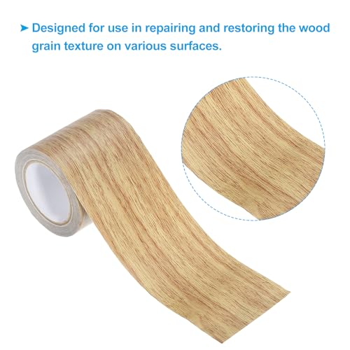 Image of PATIKIL Wood Grain Repair Tape 2.2 inch X15', 3 Pack Self Adhesive Realistic Textured Repair Tape Patch for Floor Door Table Cabinets Desk, Brown Oak