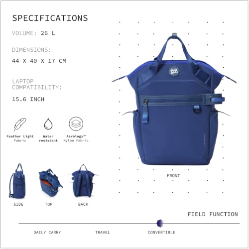 Image of Switch 26L Convertible Laptop Backpack 15.6 Inch | Water Resistant 2-In-1 Backpack Tote With Detachable Straps Snap Closure Lightweight Nylon Fabric Luggage Strap Men Women