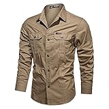 Tactical Shirts for Men Long Sleeve Military Button Up Snap Work Shirt with Pockets Big & Tall Slim...