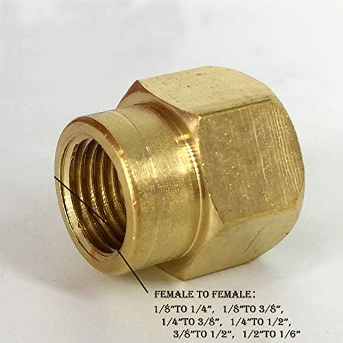 1/8" BSP to 1/4" BSP Female Thread Brass Reducer Connector Hex Head Reducing Bush Adapter Fitting for Air Water Oil (Pack of 2) - Image 3