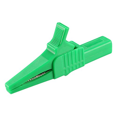 Image of uxcell Alligator Clips Heavy-Duty Insulated Car Battery Electrical Clamp 30A Green with 4mm Banana Jack Socket