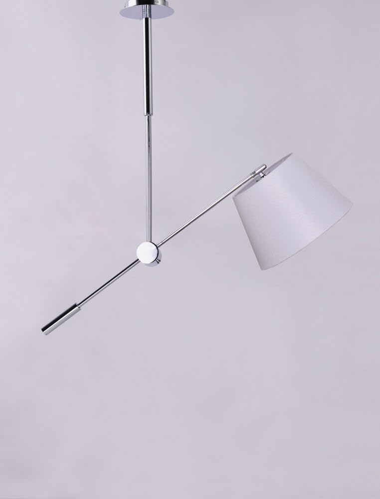 Maxim Lighting Hotel 33" 1-Light Pendant Light | Polished Chrome Finish | Wafer Linen Shade | Transitional Pendant Light | Ideal for Kitchen Islands & Dining Rooms | 60143WAPC