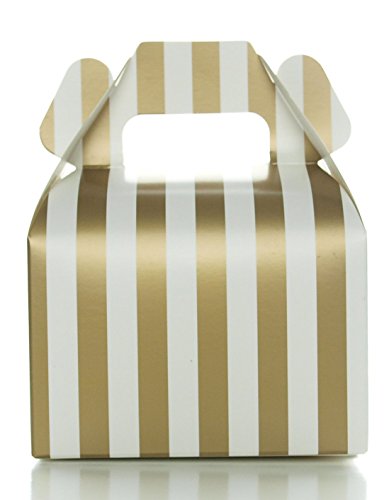 Food with Fashion Favor Candy Boxes Small Gable Gift Boxes, Gold Stripe (12 Pack) - Treat Box Wedding Favor Boxes, Candy Box Party Favors