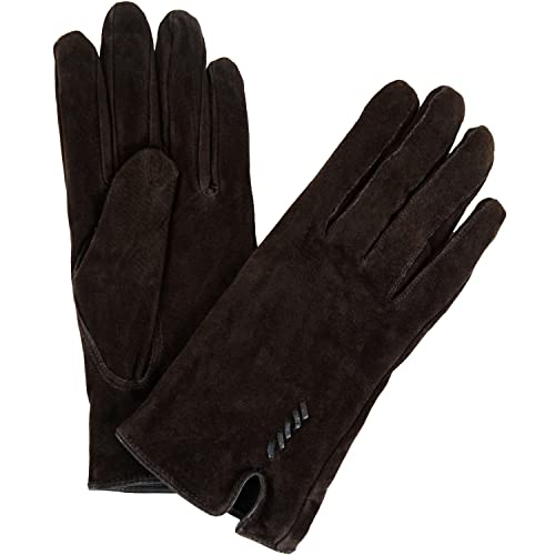 Damen-Handschuhe aus Wildleder mit Fleece-Futter und Schleife, braun, Medium Cover