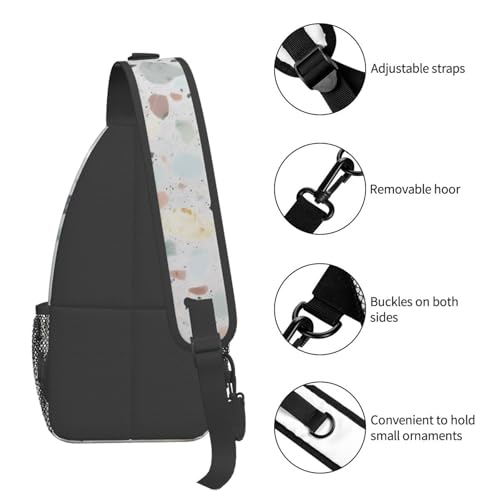 Bolso cruzado estilo Terrazzo Marble pastel negro miniatura 5