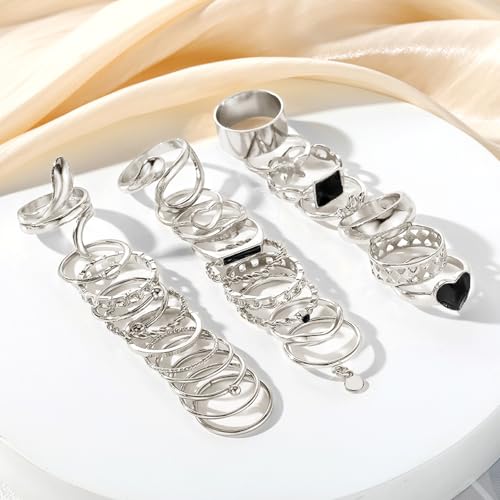 image for IFKM 27 Pcs Silver Knuckle Rings Set For Women Vintage Stackable Joint