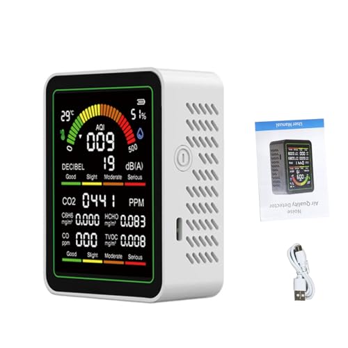 Dpofirs ���A���^�C����C�i�����j�^�[�������O��C���͑��u CO2 HCHO TVOC �m�C�Y���[�^�[�t���z�[���I�t�B�X�R���p�N�g�f�U�C�� 2000mAh (��)