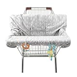 The Peanutshell Shopping Cart Cover for Baby, High Chair Cover for Restaurant Seat, Grocery Cart Cover for Baby Girl and Boy, Cotton Buggy Covers for Babies, Toddler Shopping Cart Cover, Neutral Grey