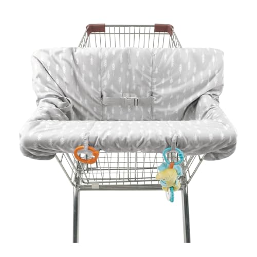 Image of The Peanutshell Shopping Cart Cover for Baby, High Chair Cover for Restaurant Seat, Grocery Cart Cover for Baby Girl and Boy, Cotton Buggy Covers for Babies, Toddler Shopping Cart Cover, Neutral Grey