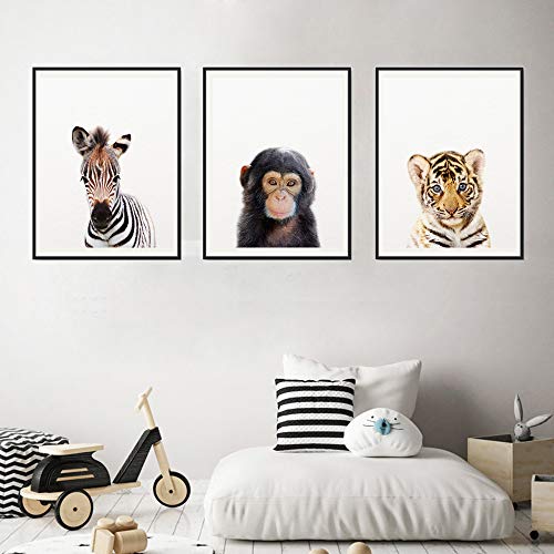 Nordic Ideas Set de 3 Posters Animaux Girafe Zèbre Koala Affiches Decoration Chambre Bebe Tableau Enfants Décorations Murales Impression sur Toile sans Cadre PTAN003-M