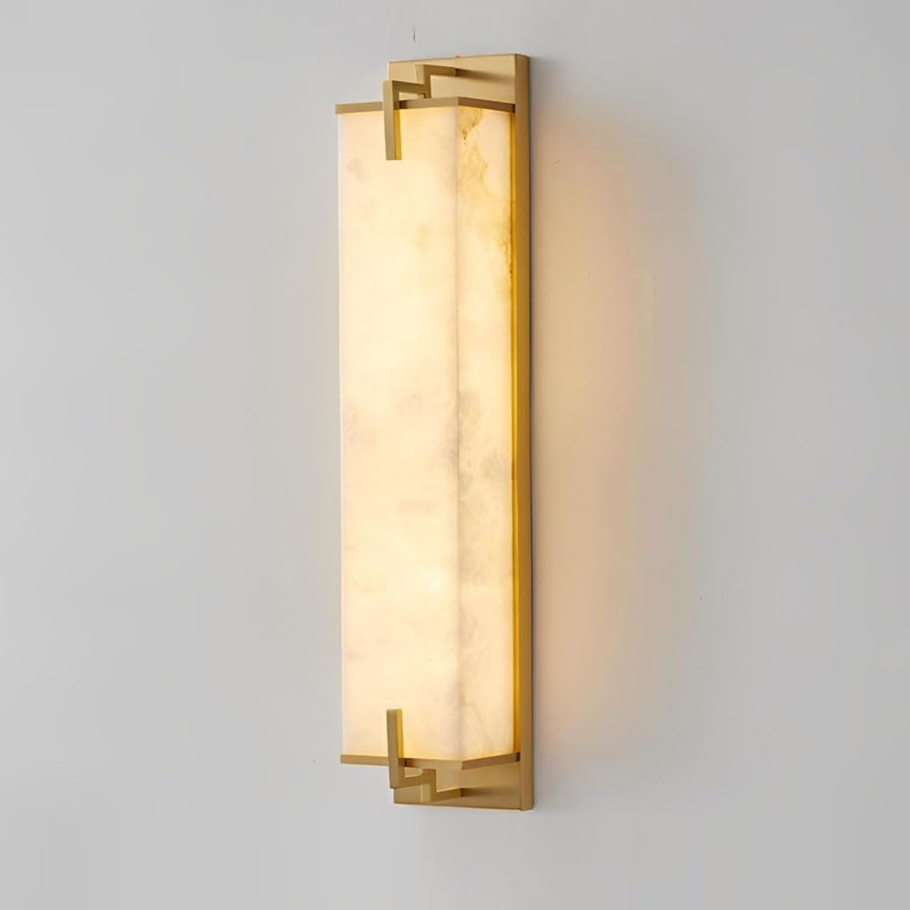 GUOGUOSM Nordic Industrial Alabaster Wall Sconce, 18.5in Natural Marble Wall Lamp, Hard Wiring Connection Wall Light, Living Room Corridor Bedroom Decorative Lighting Fixtures.
