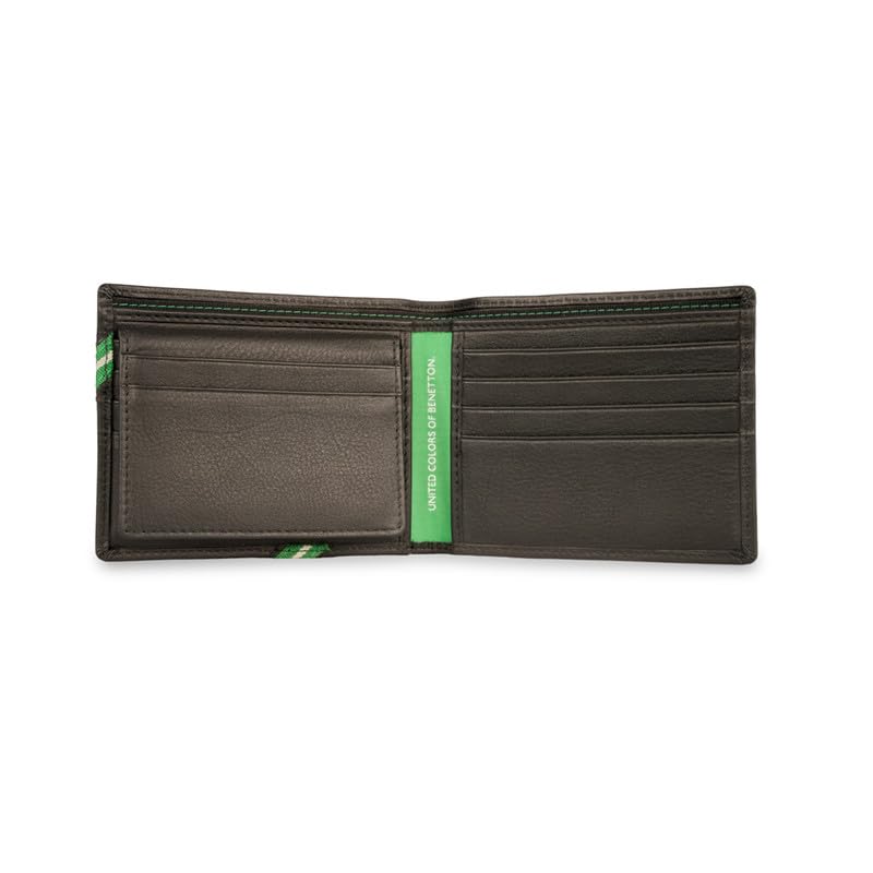 Image of UNITED COLORS OF BENETTON Men RFID Protected Bonaire Passcase Wallet - Black, No. of Card Slot: 12 | Tape Inlayed Passcase Wallet with Side Closure | Leather