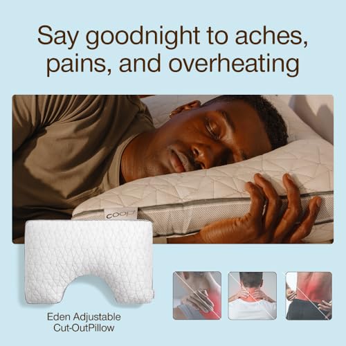 Image of Coop Home Goods Eden Cut-Out Bed Pillow for Side Sleepers, Queen Size, Adjustable Medium Soft Memory Foam Cooling Pillow with Ergonomic Shoulder Cut-Out, CertiPUR-US /GREENGUARD Gold