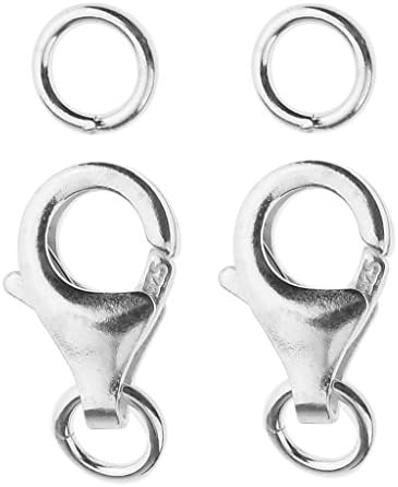 2 Fermoirs Mousqueton Argent 925 - Tailles 9 Mm Et 11 Mm - Pour Fabrication Bijoux, Bracelets, Colliers
