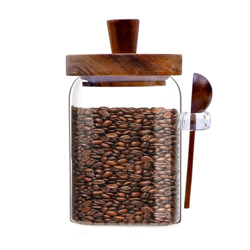 Taefaba Glass Storage Jar with Bamboo Lid & Spoon 17oz