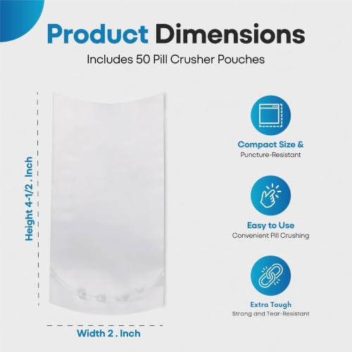 Image of Silent Knight Pill Crusher Pouches, 2 x 4.5 in, 50 Count
