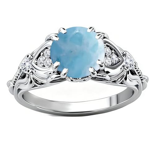 Image of Gemstone Vintage Rings for Women s925 Sterling Silver Round Cut 1.0 Carat Gemstone with Moissanite Promise Engagement Anniversary Ring for Her