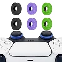 MYSTICHOME 6 Pack Precision Rings Aim Assist for PS5, for PS4, Compatible with Xbox Controllers Accessories– Control with Soft Silicone Rings – Compatible with Fortnite & FPS Games,Black+Purple+Blue