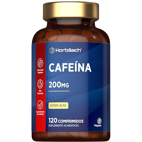 Cafeína Anhidra Pura 200 mg | 120 Comprimidos Veganos | Suplemento de Caffeine en Dosis Altas | Efecto Rápido | by Horbaach