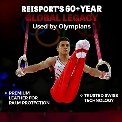Reisport Men's Ring Gymnastics Grips - Durable Leather Hand Grips for Gymnastics Rings Men & Boys - Gymnastics Equipment & Accessories for Advanced Gymnasts