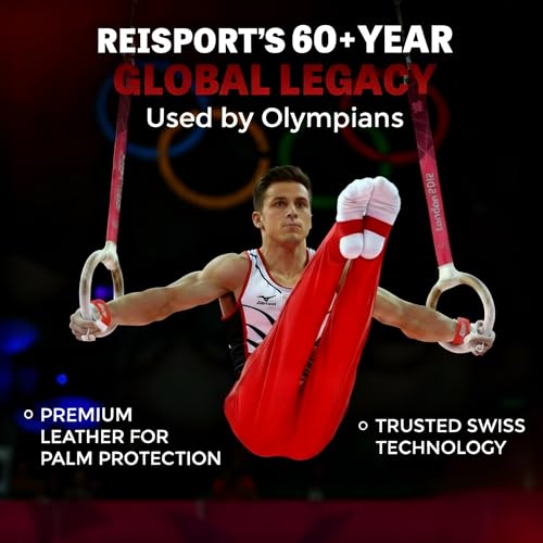 Reisport Men's Ring Gymnastics Grips - Durable Leather Hand Grips for Gymnastics Rings Men & Boys - Gymnastics Equipment & Accessories for Advanced Gymnasts - Thumbnail 4