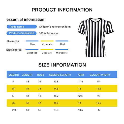 Redgino Children’s Referee Shirt Costume Kids Youth Black And White Stripe Basketball Football Hockey Ref Jersey Stainless Steel Whistle With Lanyard For Halloween Costume Kit Xl #TOP5