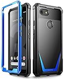 Google Pixel 3 Case, Poetic Guardian [Scratch Resistant Back] Full-Body Rugged Clear Hybrid Bumper Case Built-in-Screen Protector Google Pixel 3 Blue