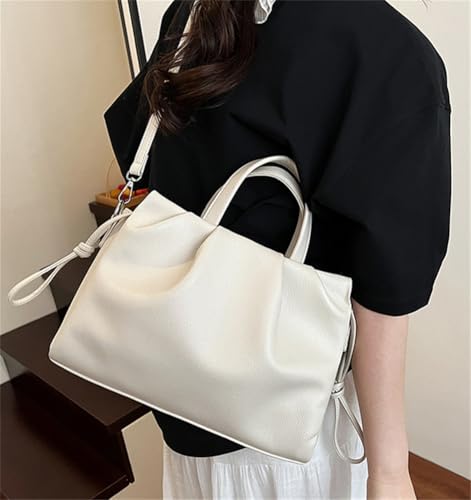 Women PU Leather Crossbody Bag Medium Hobo Tote Handbag Pleated Shoulder Purse Top Handle Satchel Zip Closure3
