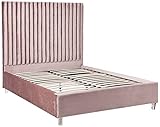Meridian Furniture CandacePink-Q Candace Collection Modern | Contemporary Velvet Upholstered Queen Bed, Pink Velvet Fabric, Deep Channel Tufting, Acrylic Legs, 65' W x 86' D x 65' H, Pink, Queen