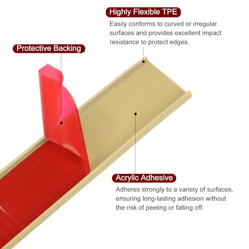 Banda de borde en forma de U autoadhesiva TPE beige protector de cantos de mesas de 25mm 4