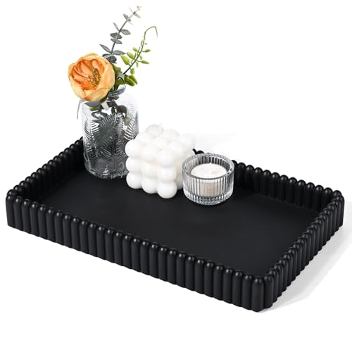 Rectangular Tray for Coffee Table,Modern Decorative Tray,Black Concrete Trays,Home Dining Centerpiece Decor,Decorative Trays for Dining Table,Living Room,Kitchen,Counter