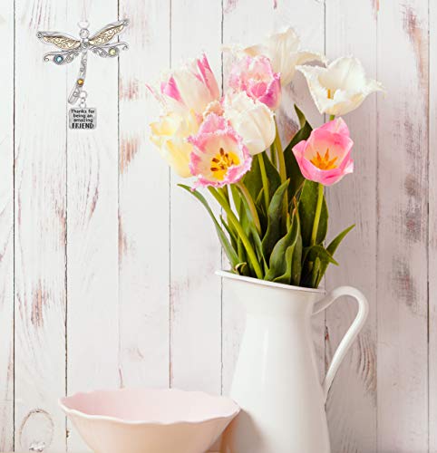 Friend Ornament Thanks For Being An Amazing Friend Dragonfly Charm Thoughtful Ornaments Friendship Gift Hanging Home Décor For Christmas, Birthdays, Or Everyday In A Festive Bag & White Gift Box #TOP1