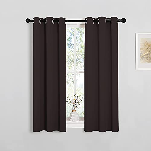Image of NICETOWN Blackout Curtain Panels for Bedroom Window, Triple Weave Microfiber Energy Saving Thermal Insulated Solid Grommet Blackout Draperies and Drapes (1 Pair, 29 inch by 45 inch, Toffee Brown)