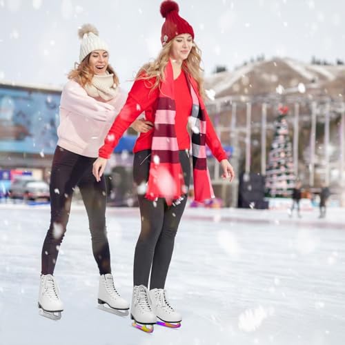 MammyGol Classic Ice Figure Skates for Womens/Misses/Girls Lace up with Stainless Steel Blade Light Support Ice Figure Skates in White Color - Thumbnail 6