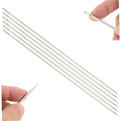Darning Needle 6Pcs 12 Inch Silver Steel Upholstery Needle with 0.3cm Large Eye Sharp Sewing Accessories