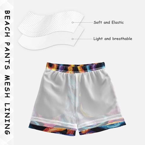 Pigsaly Boys' Swim Board Shorts Colorful Snakes Boy's Swim Trunks Kids Swimwear M4