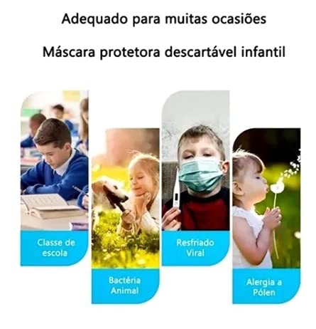 Máscara Descartável Infantil Tripla Proteção Caixa C/ 50 Unidades
