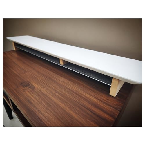 Image of Deskvue 46 inch Dual Monitor Desk Shelf | with FULL LENGTH Aluminum Under-Shelf | Large Monitor Riser | Office Desk Storage | Grovemade Inspired | MATTE WHITE