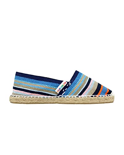 Alpargatas de Rayas Multicolores Hechas a Mano en España (Azul, Numeric_37)