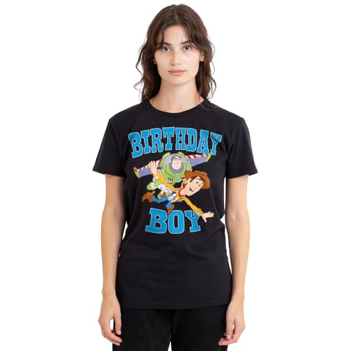 T-shirt Toy Story pour femme en coton noir avec motif Woody et Buzz l'Éclair