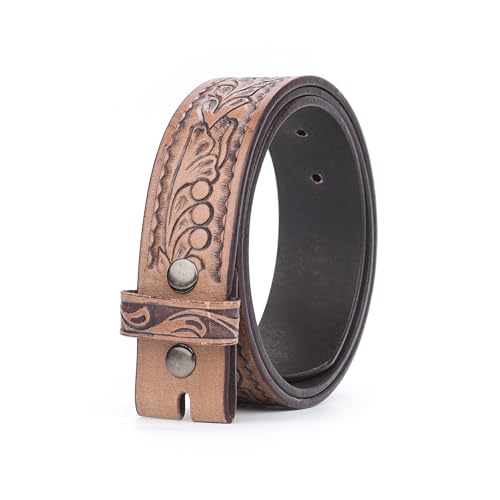RESISTANCE Heavy-Duty Strap Genuine Full Grain Western Floral Tooled Leather Belt Strap 1-1/2"(38mm) Wide With Free Buckle2