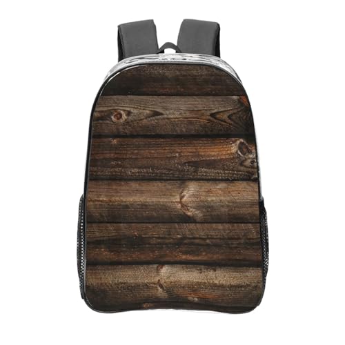 Sac à dos transparent imprimé bois marron pour aller en cours et au travail