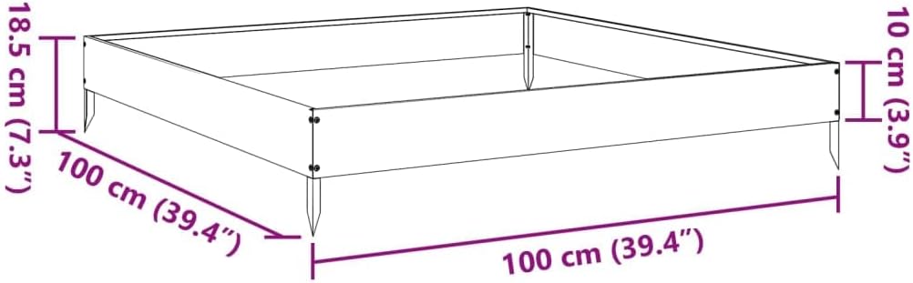 vidaXL Square Garden Raised Bed for Plants 39.4X39.4 in Black Steel Outdoor Planter Ideal for Veggies, Herbs, Flowers Stylish Box for Balcony and Patio