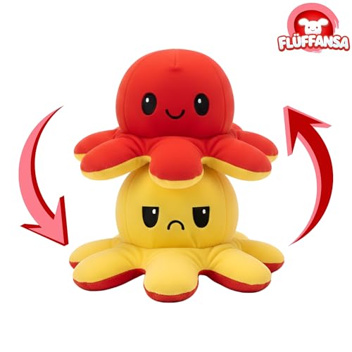 Image of Reversible Octopus Soft Toy for Kids | Best for Valentine & Birthday Gift | Stuffed Animal Plushie for Baby Boys and Girls | Flip Plush Toy for Adults | Red & Yellow