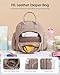 LOVEVOOK Diaper Bag Backpack, Small Leather Diaper Backpack, Quilted Stylish Waterproof Baby Diaper Bags with Insulated Pockets for Mom Women Light Camel