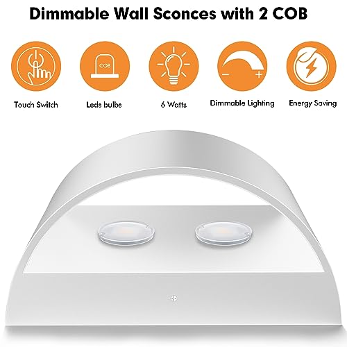 Image of Wall Sconces Set of Two | Modern LED Indoor Wall Lights,Up and Down Wall Mount Light,Aluminum,Hardwired,Dimmable, Warm White 3000K, 1400Lm