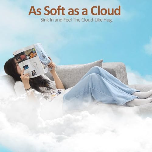 Image of 33.5'' Cloud Ottoman for Modular Sofa, Comfy Chenille Upholstered Footrest with Memory Foam, Fully Compressed Packaging, Oversized Ottoman Bench for Living Room or Small Space, Brown
